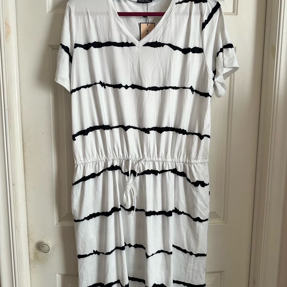 White and Black Striped Dress